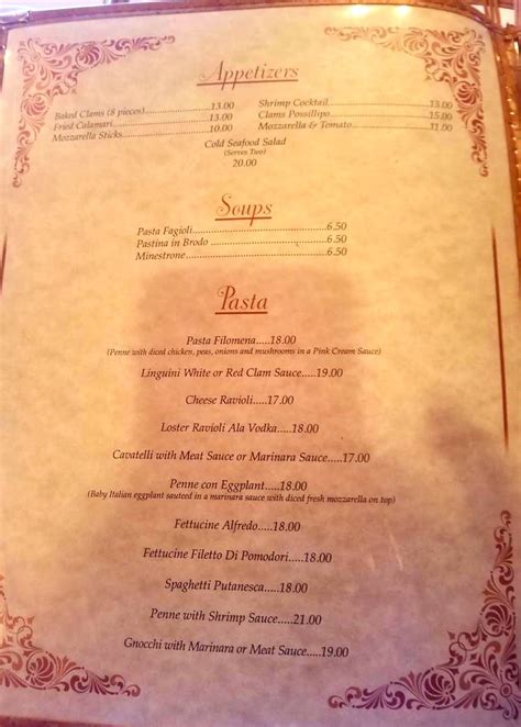 filomena's in franklin square|filomena's menu.